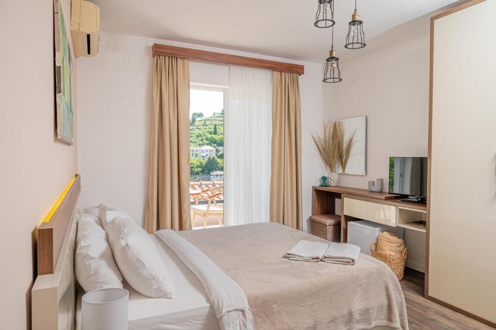 Bright bedroom with balcony