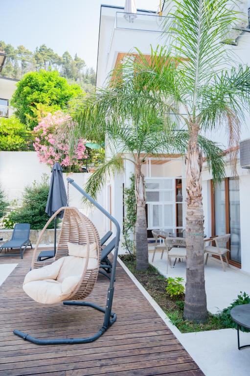 Garden terrace with palms