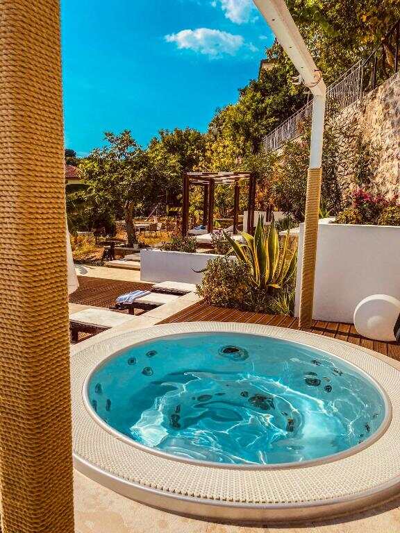 Outdoor hot tub in the garden